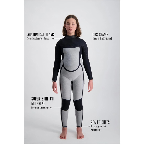2024 Coastlines Junior Merino Insulator Series 4/3mm Chest Zip Wetsuit 131157 - Black